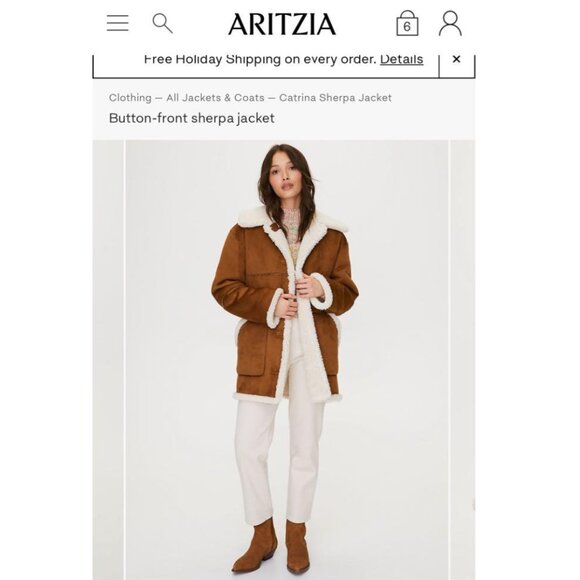 NWT Aritzia Wilfred Free Brown Faux Suede Catrina sherpa jacket Size XS - Picture 3 of 15